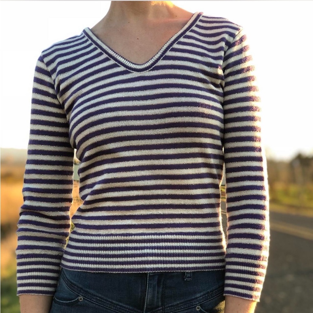 Vintage 70s Striped Fitted Sweater XS